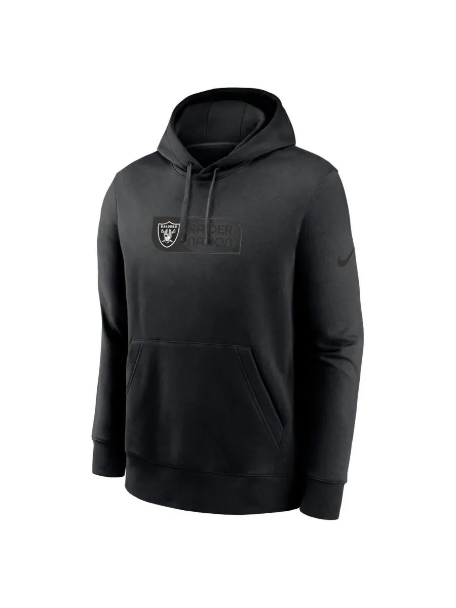 Nike Мужская черная толстовка с капюшоном Las Vegas Raiders Edge из французской махровой ткани — изображение 3 из 3, черный