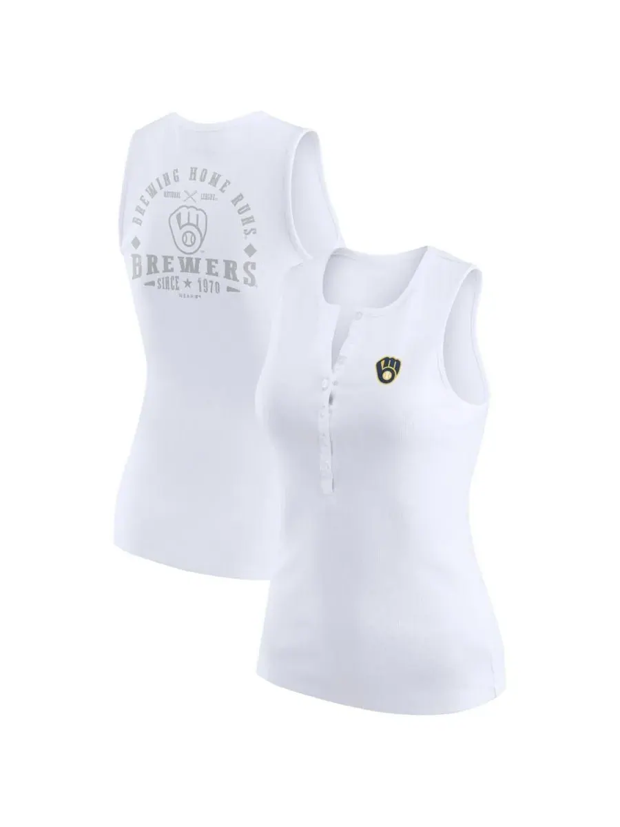WEAR by Erin Andrews Женская белая трикотажная майка-поло Milwaukee Brewers — изображение 1 из 3, белый