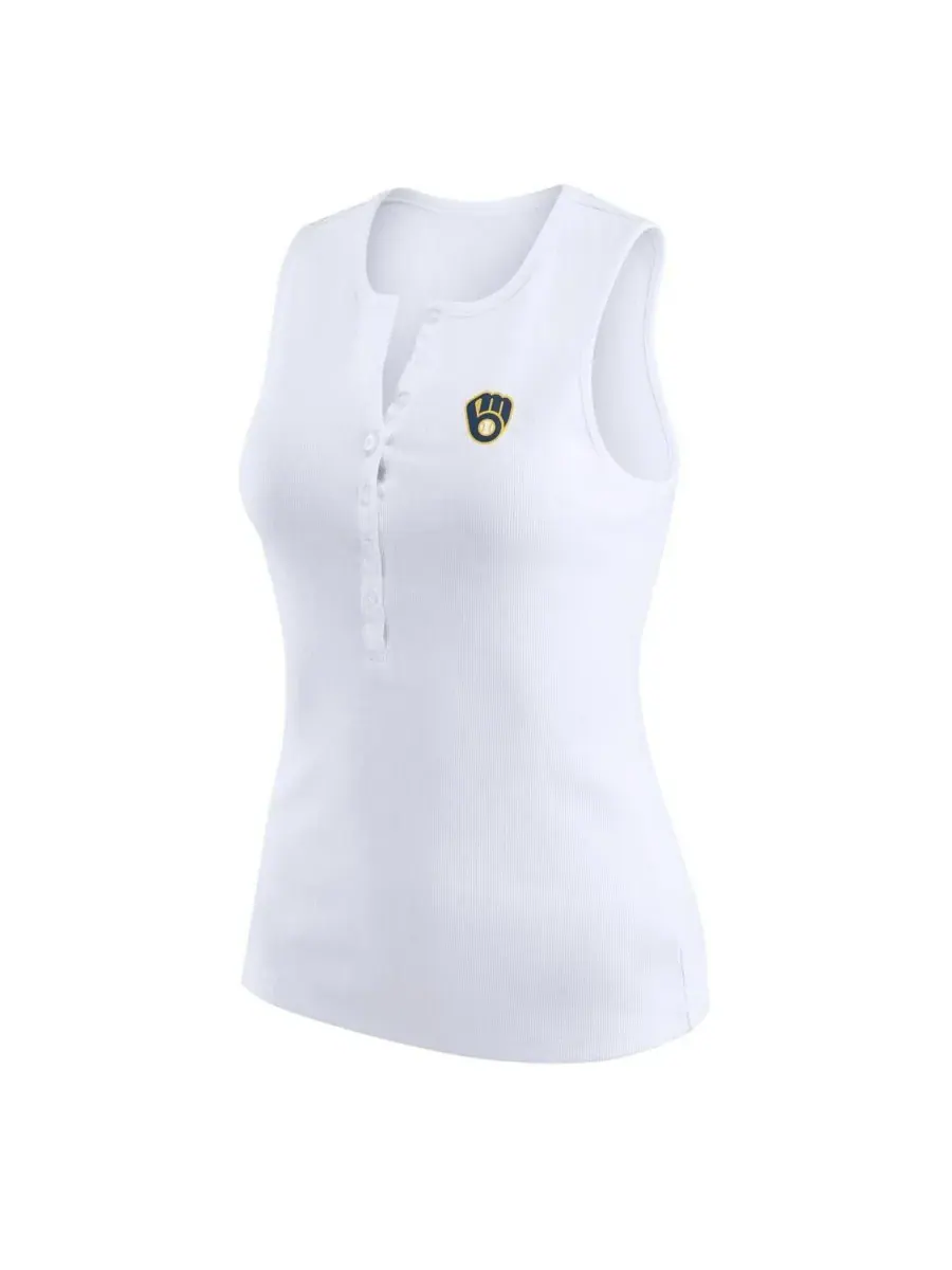 WEAR by Erin Andrews Женская белая трикотажная майка-поло Milwaukee Brewers — изображение 2 из 3, белый