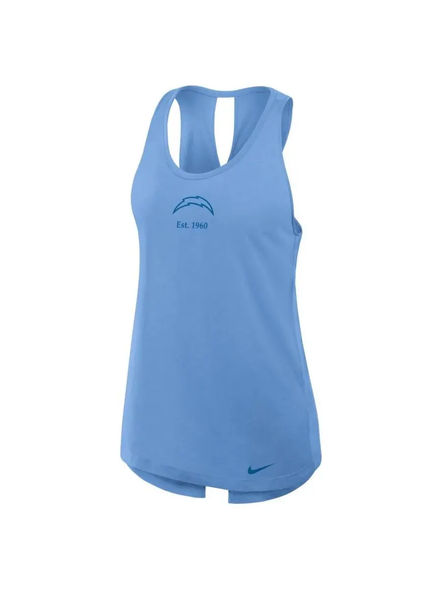Nike Женская майка-топ Los Angeles Chargers Glory Criscross Performance Tank Top нежно-голубого — изображение 3 из 4, синий