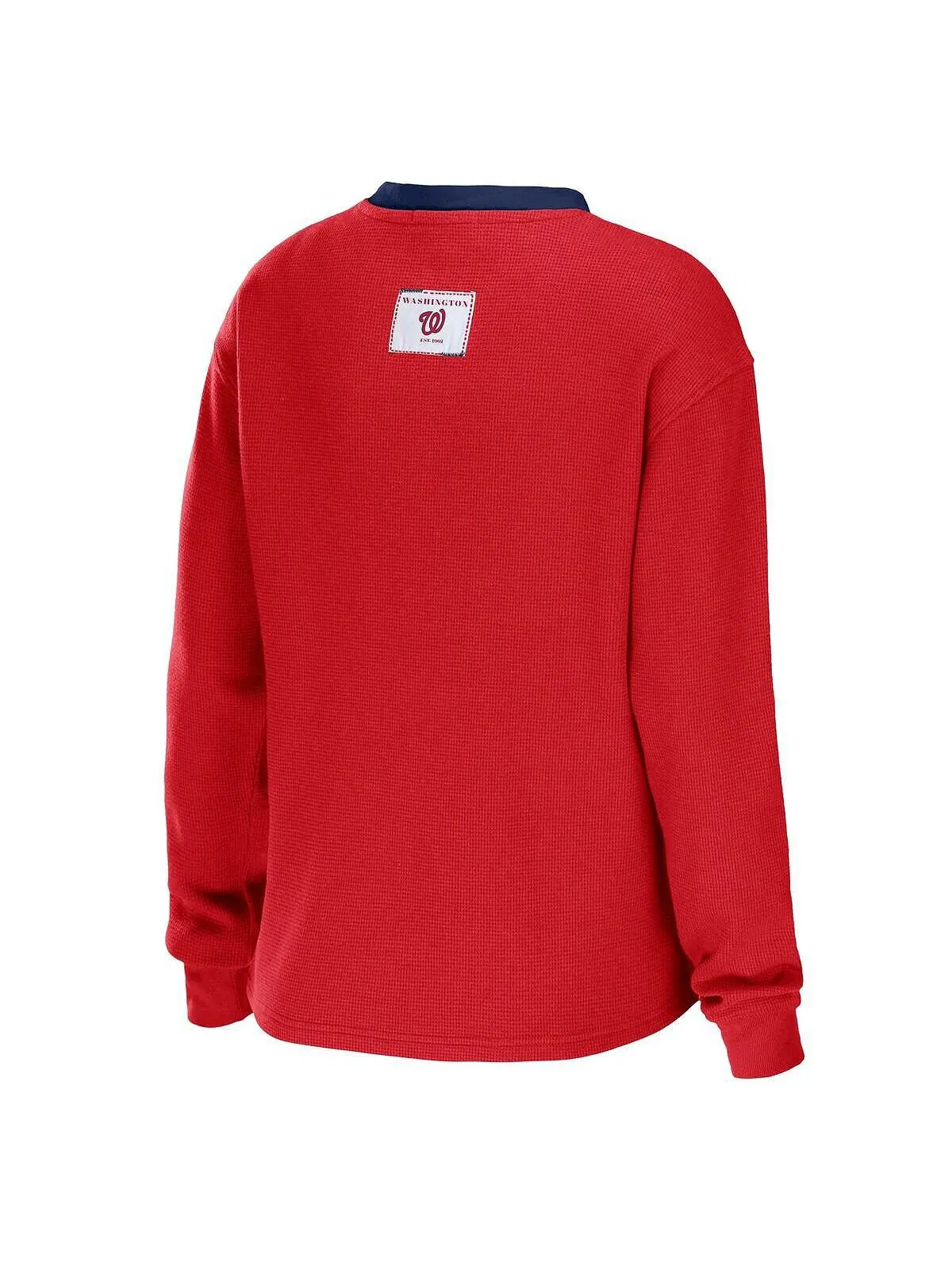 Женская красная футболка с длинным рукавом Washington Nationals Waffle Henley WEAR by Erin Andrews — изображение 3 из 3