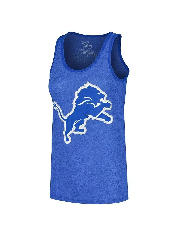 Женская майка-топ Aidan Hutchinson Heather Blue Detroit Lions с именем и номером Tri-Blend Majestic — изображение 2 из 3