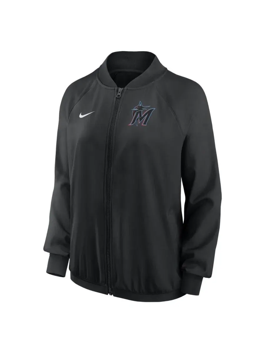 Женская куртка Nike с принтом Miami Marlins, без капюшона — изображение 2 из 3, черный