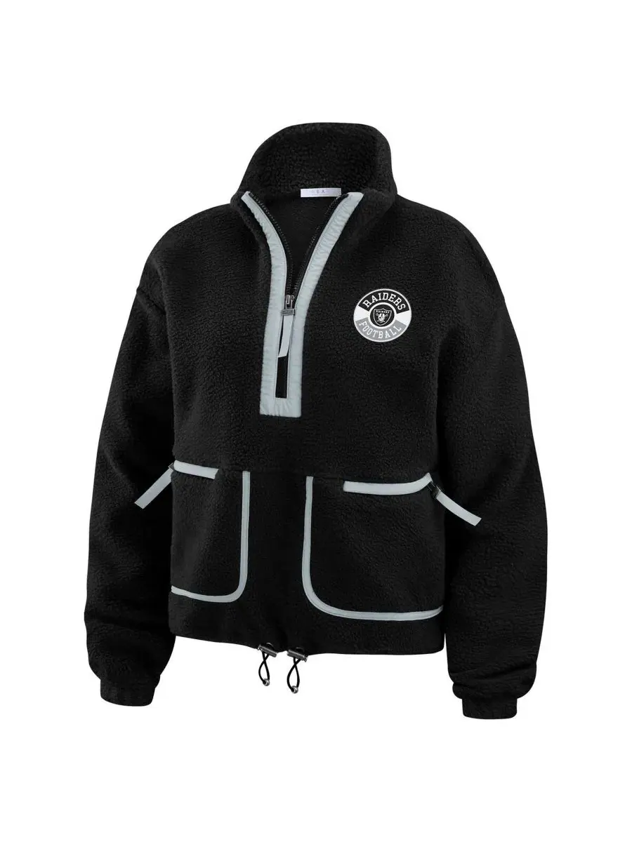 Полярное флисовое полузамок куртка с принтом Las Vegas Raiders WEAR by Erin Andrews — изображение 2 из 5, черный