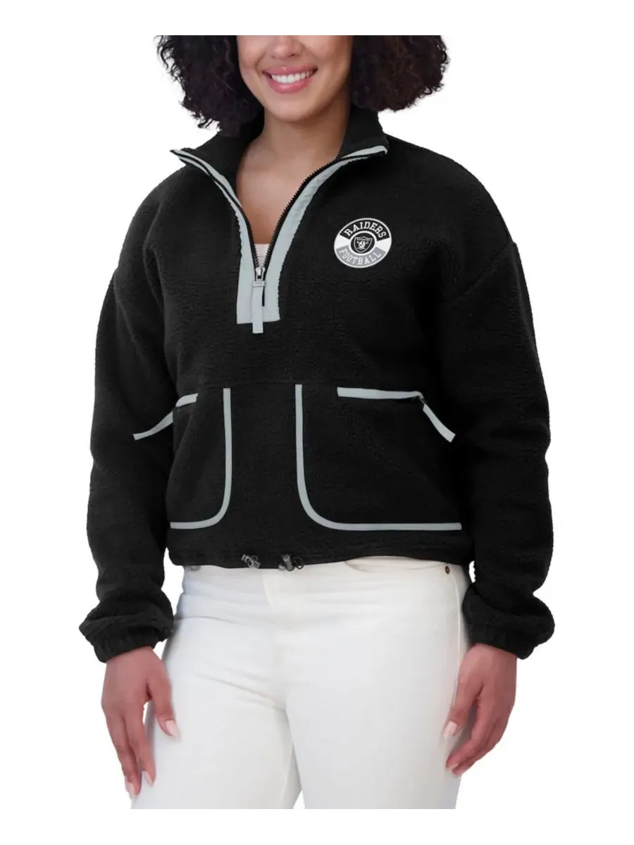 Полярное флисовое полузамок куртка с принтом Las Vegas Raiders WEAR by Erin Andrews — изображение 4 из 5, черный