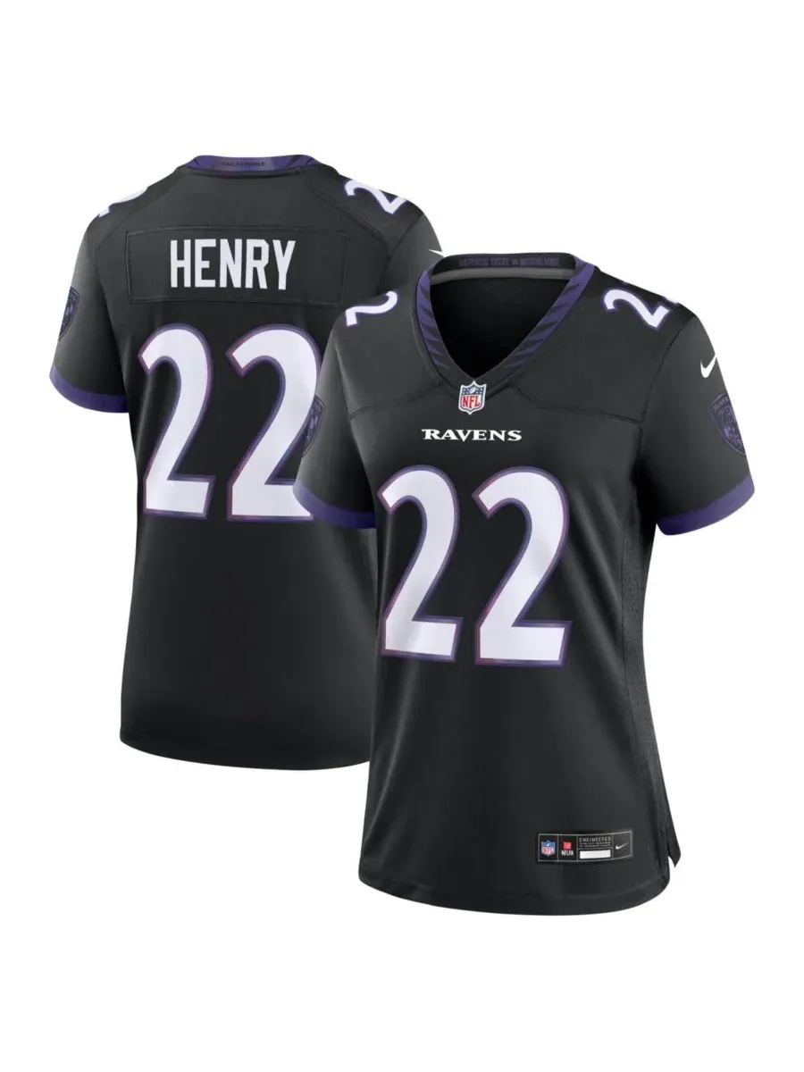 Футболка Nike с принтом Derrick Henry Black Baltimore Ravens Alternate Game Jersey — изображение 1 из 3, черный