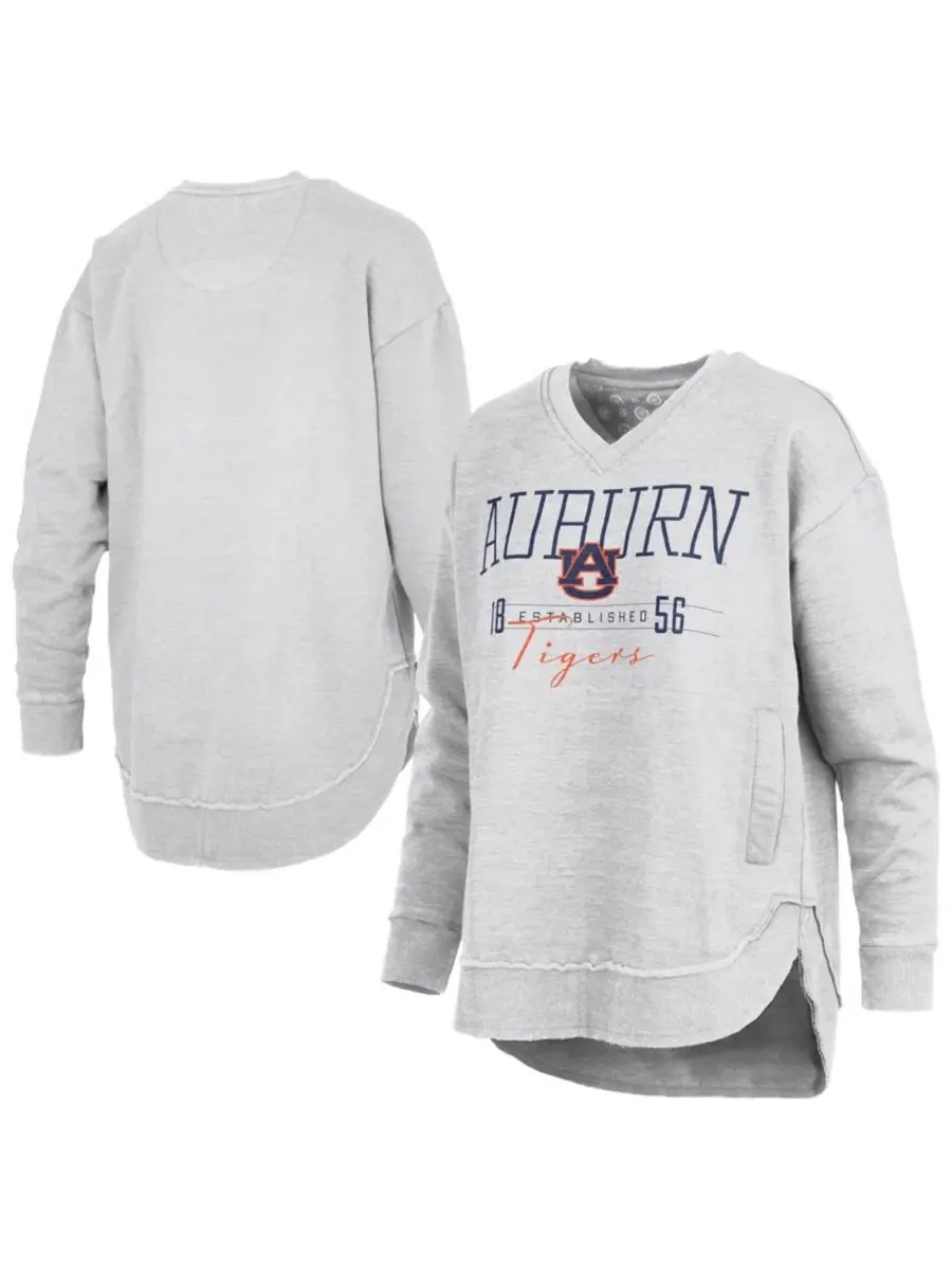 Женский свитшот-пончо с V-образным вырезом и принтом Auburn Tigers Marcus East Hall Pressbox — изображение 1 из 3, серый