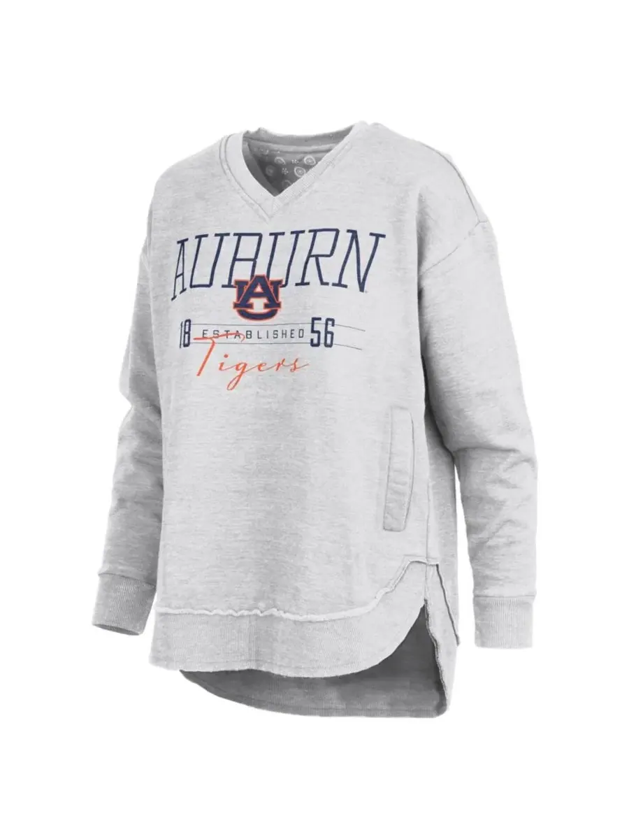 Женский свитшот-пончо с V-образным вырезом и принтом Auburn Tigers Marcus East Hall Pressbox — изображение 2 из 3, серый