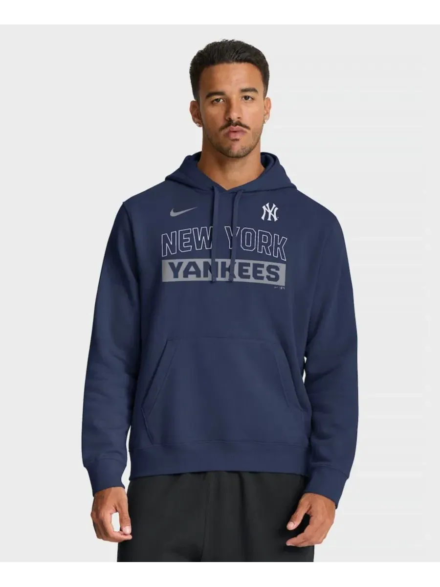 Худи с капюшоном и флисовой подкладкой New York Yankees Primetime Club Nike — изображение 1 из 5, темно-синий