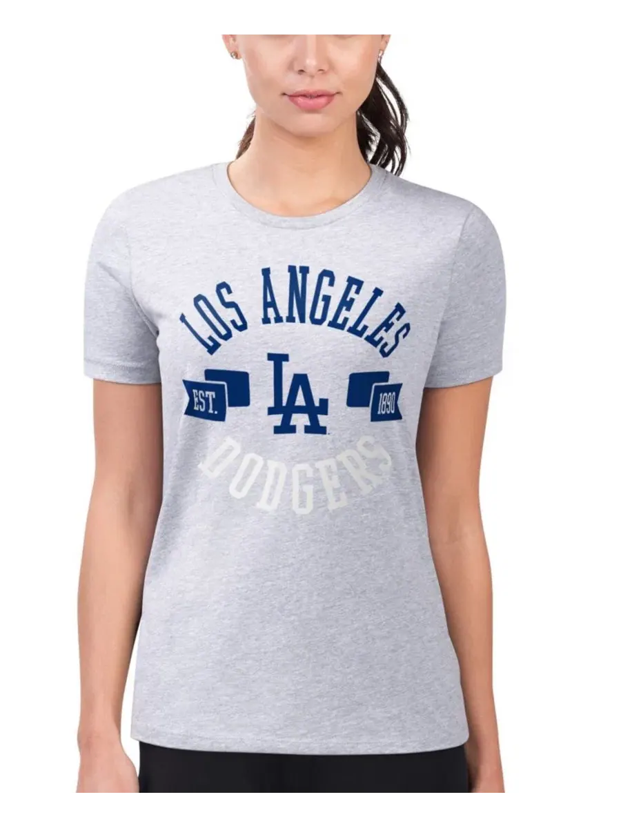 Женская футболка с принтом Los Angeles Dodgers G-III 4Her by Carl Banks — изображение 4 из 5, серый