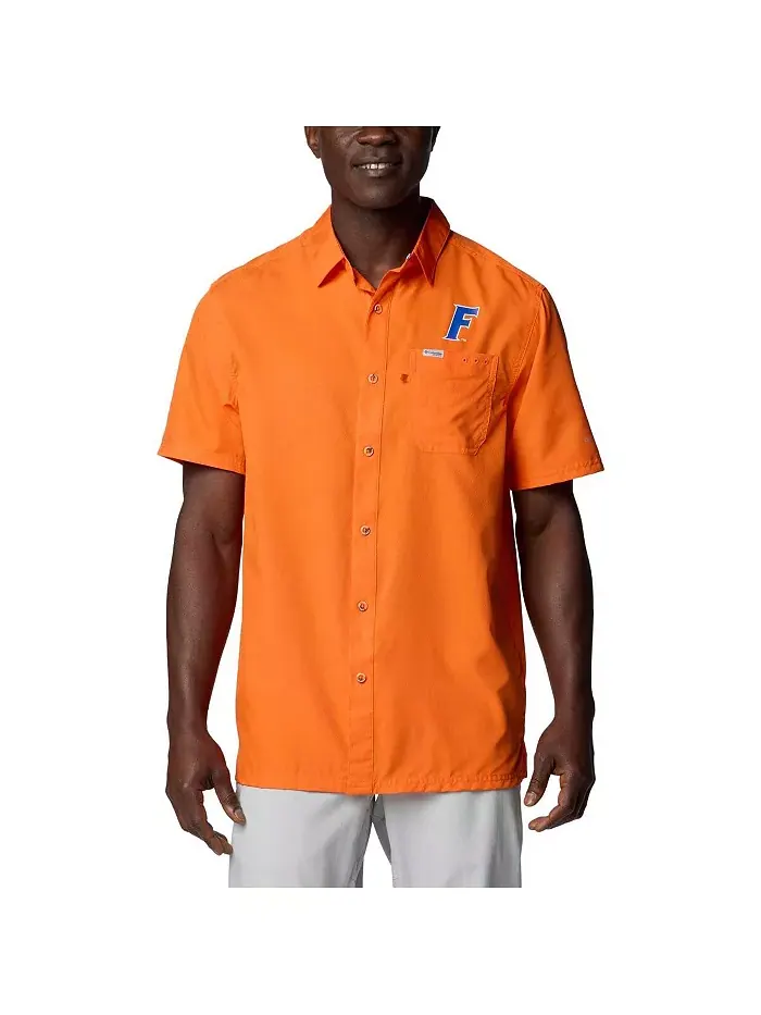 Мужская оранжевая рубашка-кемп Florida Gators PFG Slack Tide Omni-Shade с пуговицами Columbia — изображение 1 из 2