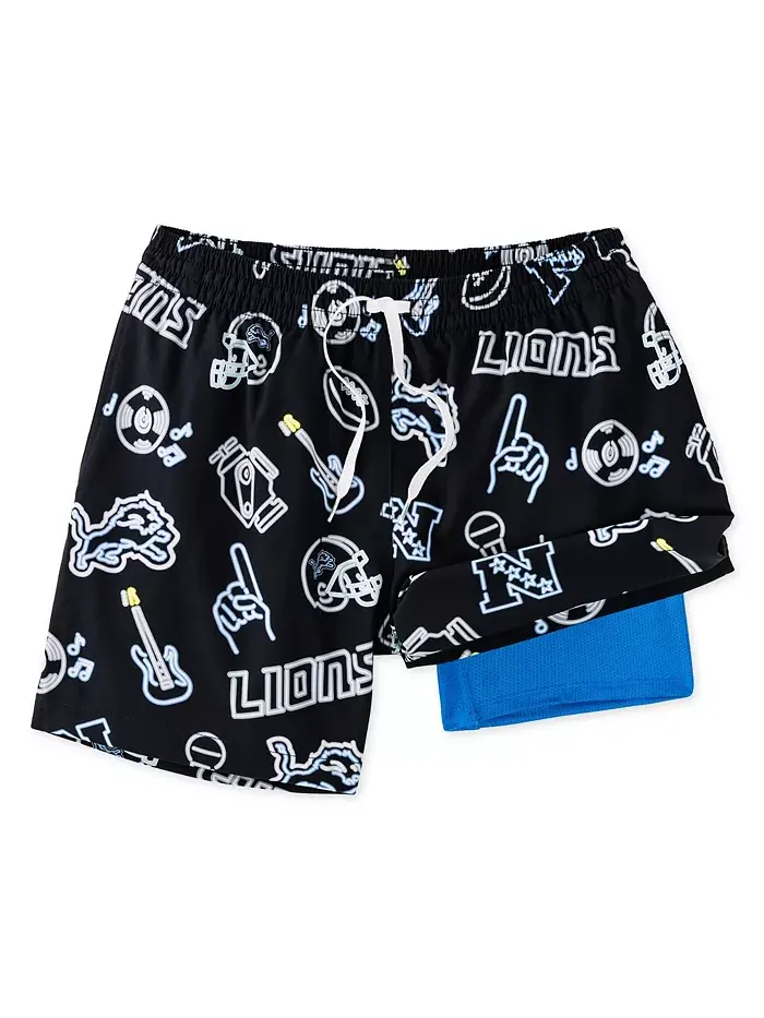 Мужские плавки Detroit Lions The Neon Lined Classic, 5.5", черные Chubbies — изображение 1 из 3