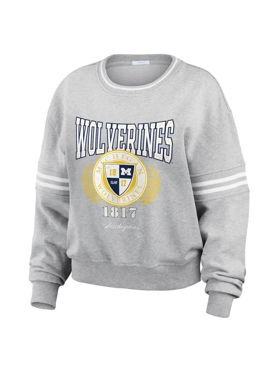 Свитер с принтом Michigan Wolverines Classic Stripe WEAR by Erin Andrews — изображение 2 из 4, серый
