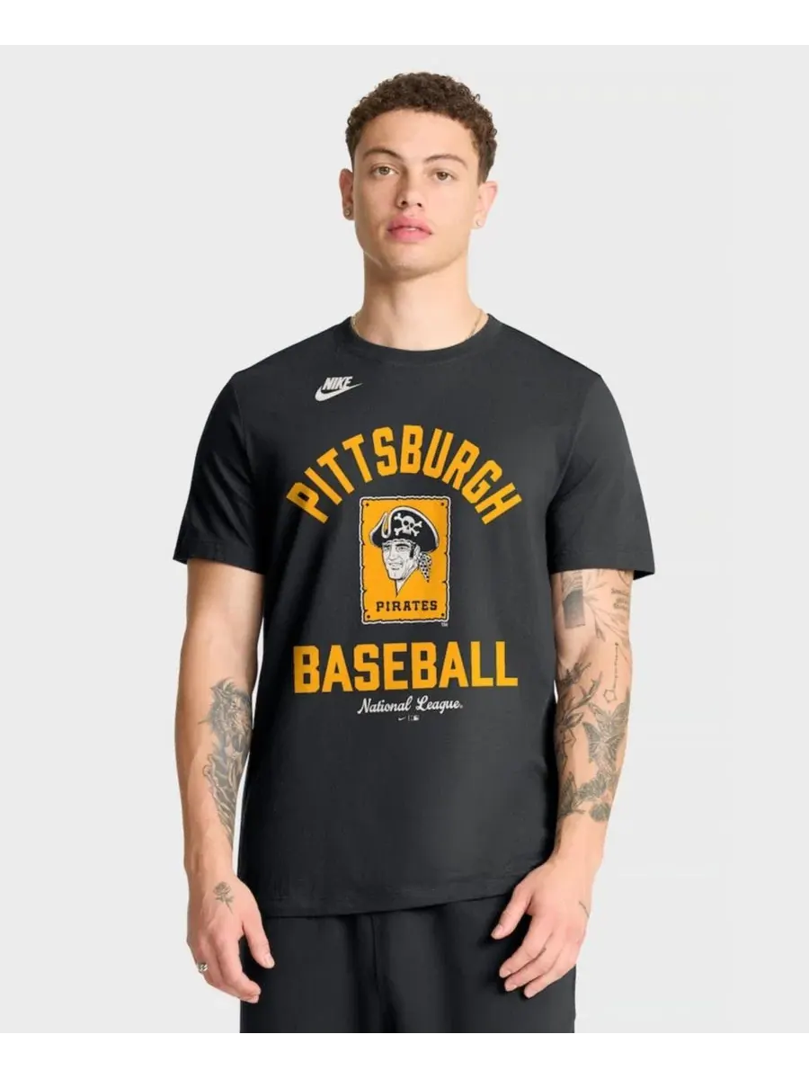 Футболка с принтом Pittsburgh Pirates Cooperstown Collection Nike — изображение 1 из 4, черный