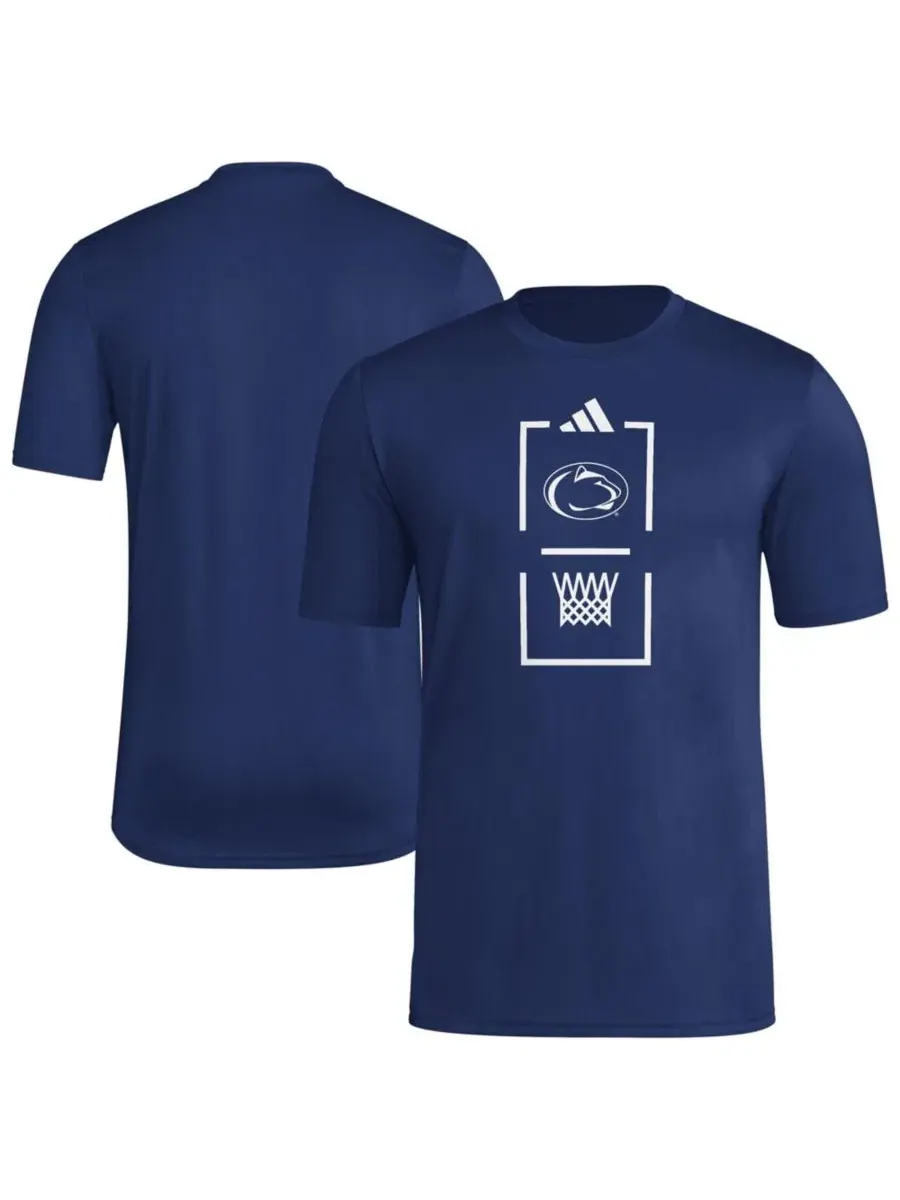 Футболка с принтом Penn State Nittany Lions On-Court Pregame adidas — изображение 1 из 3, темно-синий