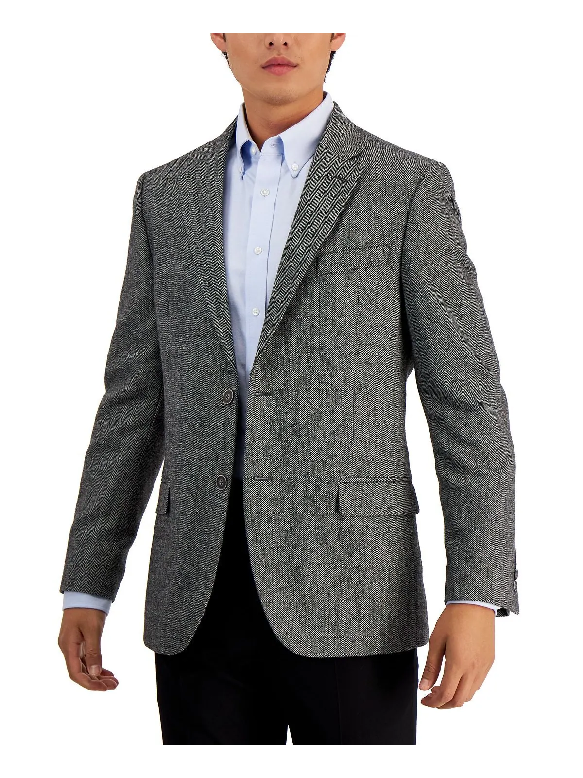 Мужское спортивное пальто из однотонного твида с узором елочка modern fit Nautica