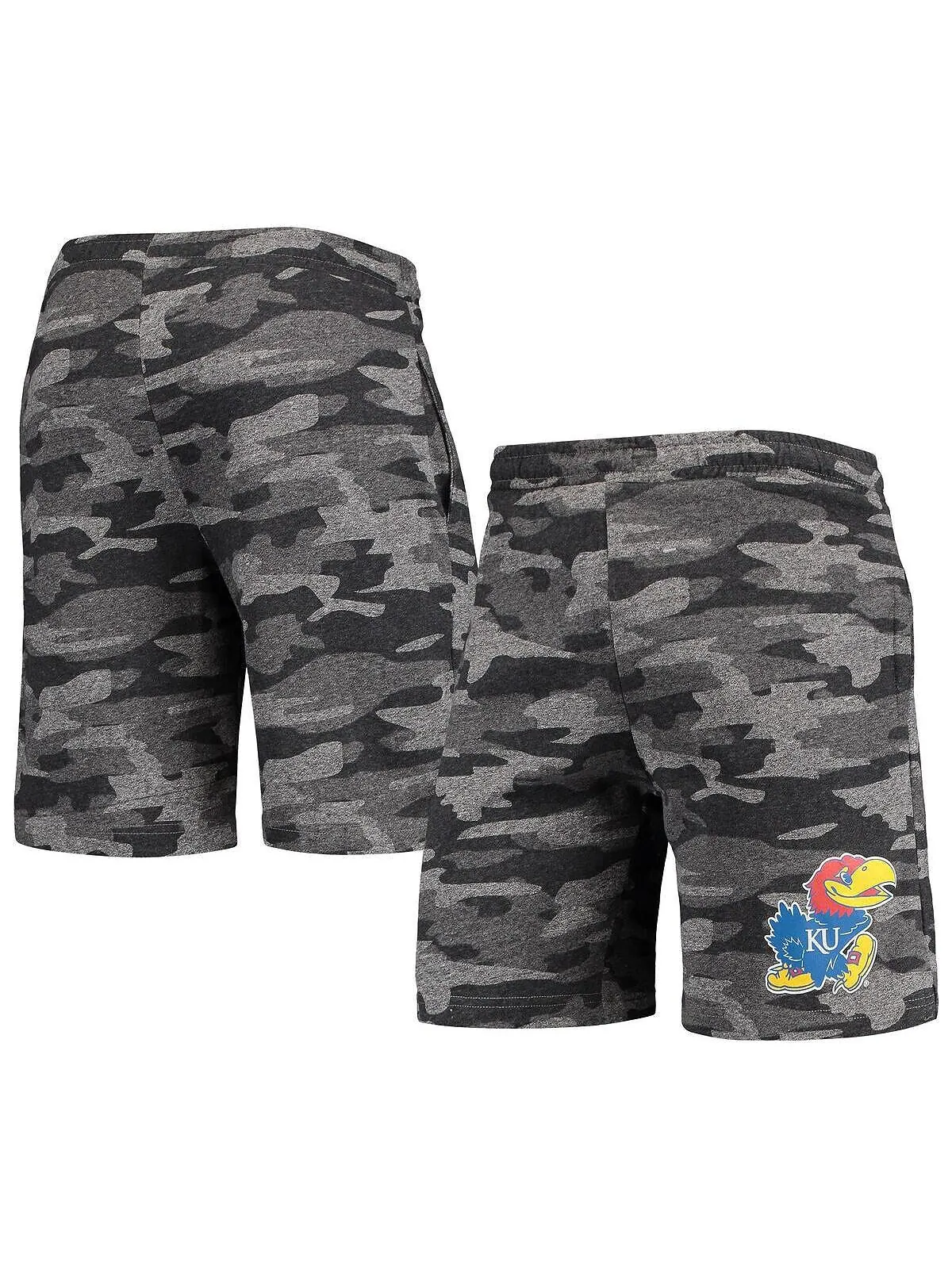 Мужские темно-серые шорты kansas jayhawks camo backup terry jam lounge shorts Concepts Sport — изображение 1 из 3