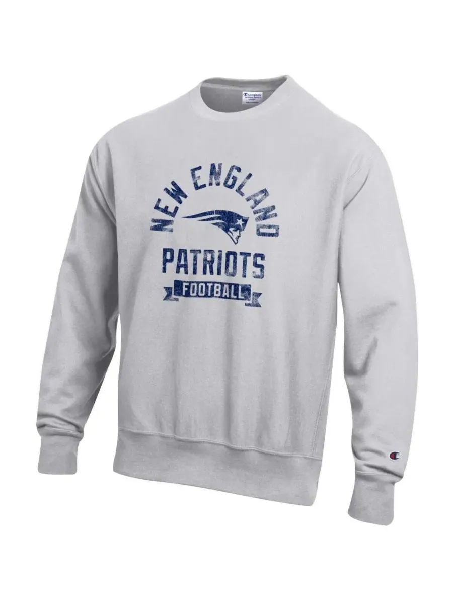Свитшот-пуловер New England Patriots Reverse Weave Fleece Champion — изображение 2 из 3, серый