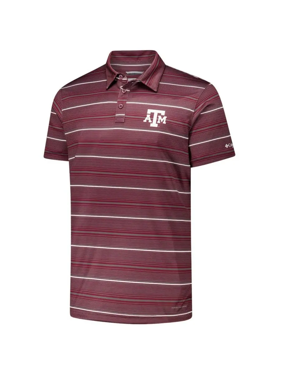 Columbia Мужская бордовая поло-рубашка Texas A&M Aggies PFG Super Terminal Tackle Omni-Shade Stripe — изображение 2 из 3