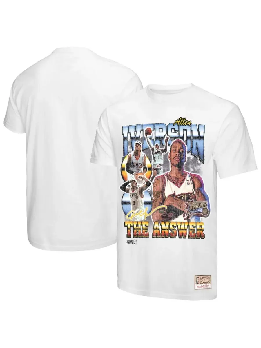 Mitchell & Ness Мужская белая футболка с изображением Аллена Айверсона из команды Philadelphia — изображение 1 из 3, белый
