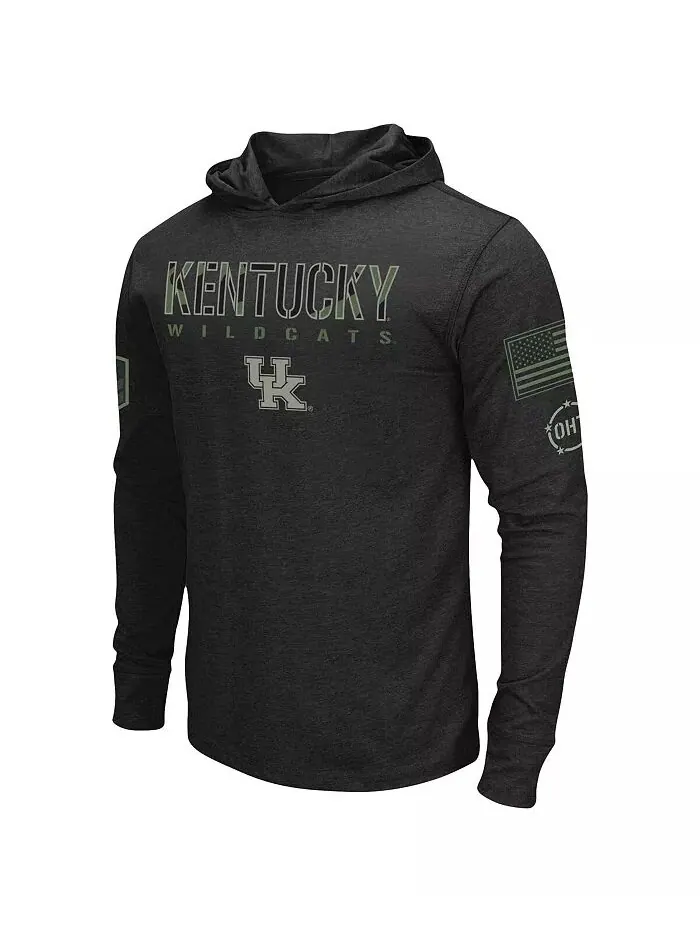 Мужская черная футболка с капюшоном и длинным рукавом Kentucky Wildcats OHT в стиле милитари — изображение 3 из 3
