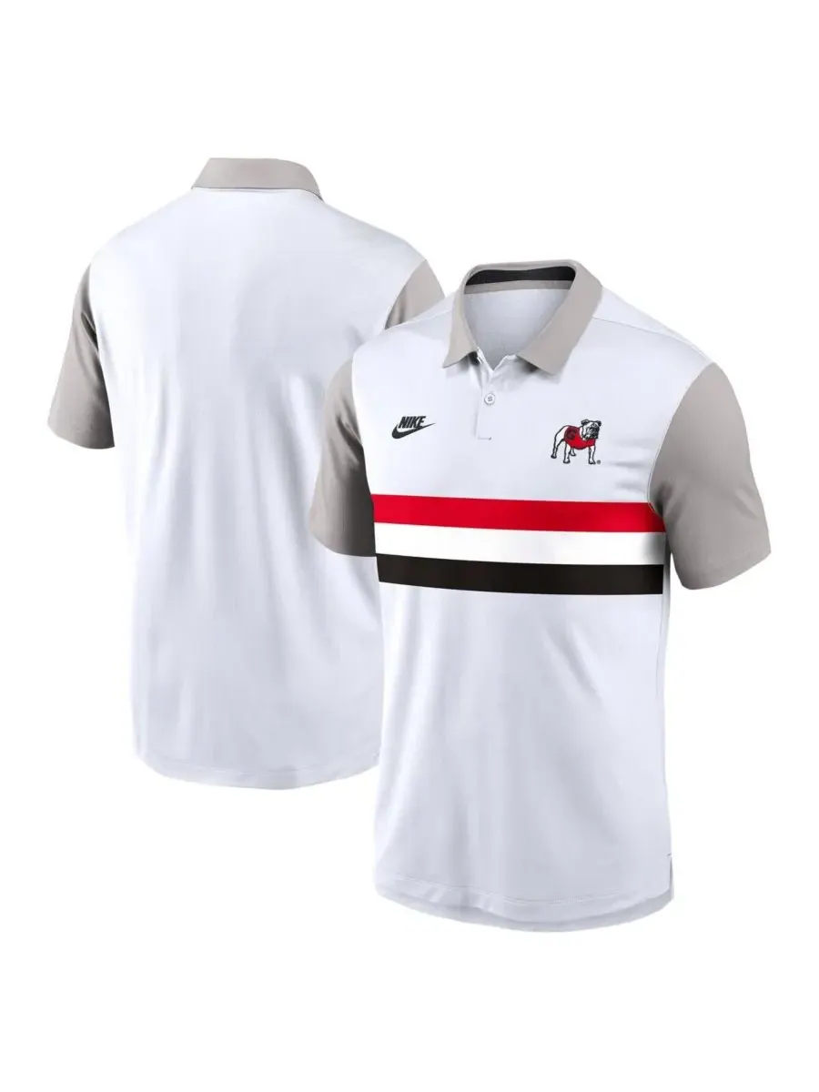 Nike Мужская белая/серая поло-рубашка Georgia Bulldogs Athletic Prep Legacy Logo Vapor Performance — изображение 1 из 3