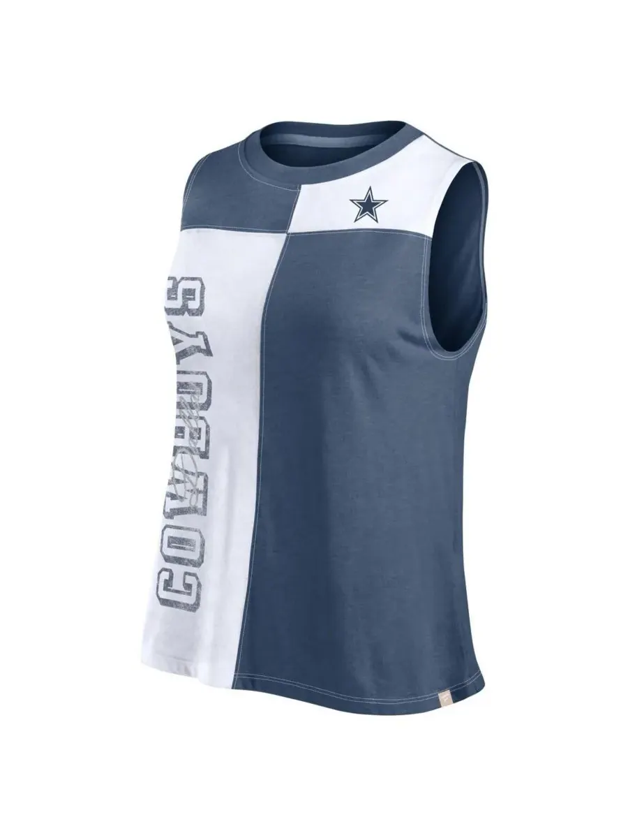 Fanatics Женская майка с цветными блоками и надписью Dallas Cowboys — изображение 2 из 3, темно-синий белый