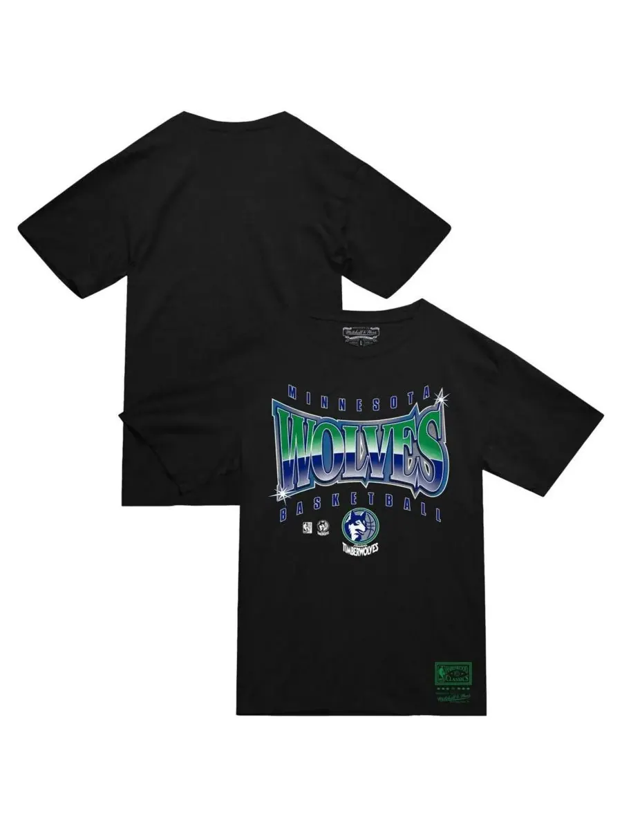 Mitchell & Ness Мужская черная футболка Minnesota Timberwolves Worldwide Collection Glow Up — изображение 1 из 3, черный