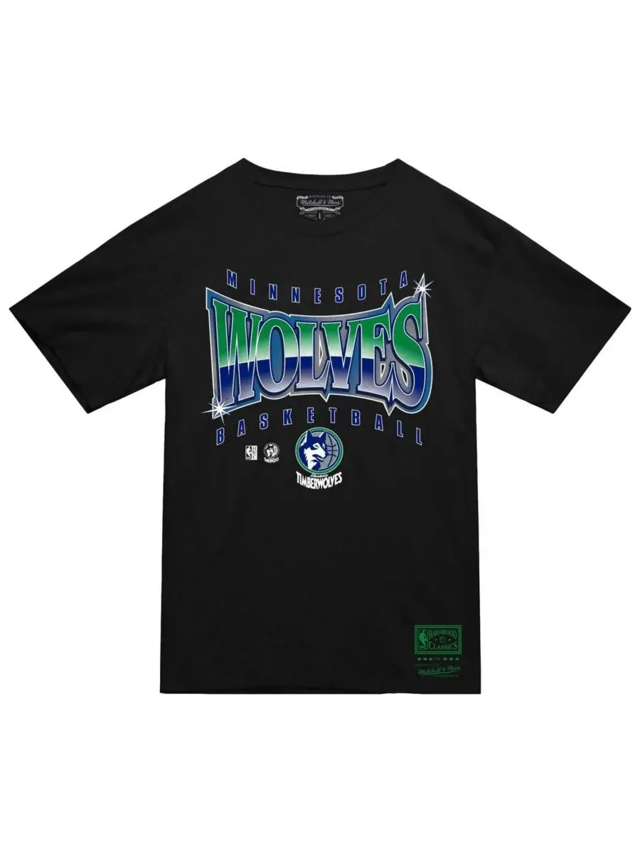 Mitchell & Ness Мужская черная футболка Minnesota Timberwolves Worldwide Collection Glow Up — изображение 2 из 3, черный