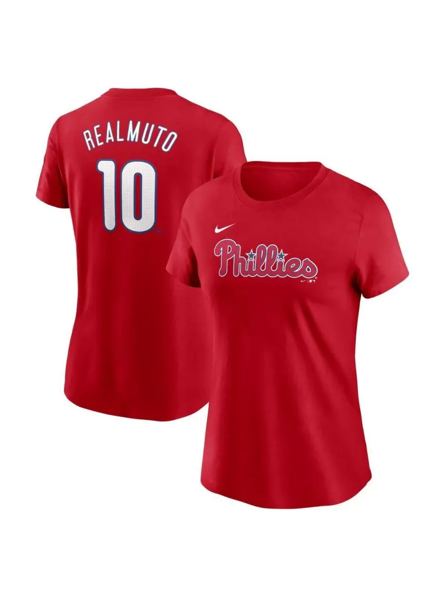 Nike Женская красная футболка JT Realmuto с номером игрока команды Philadelphia Phillies — изображение 1 из 3, красный