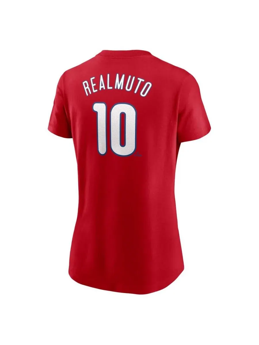 Nike Женская красная футболка JT Realmuto с номером игрока команды Philadelphia Phillies — изображение 2 из 3, красный