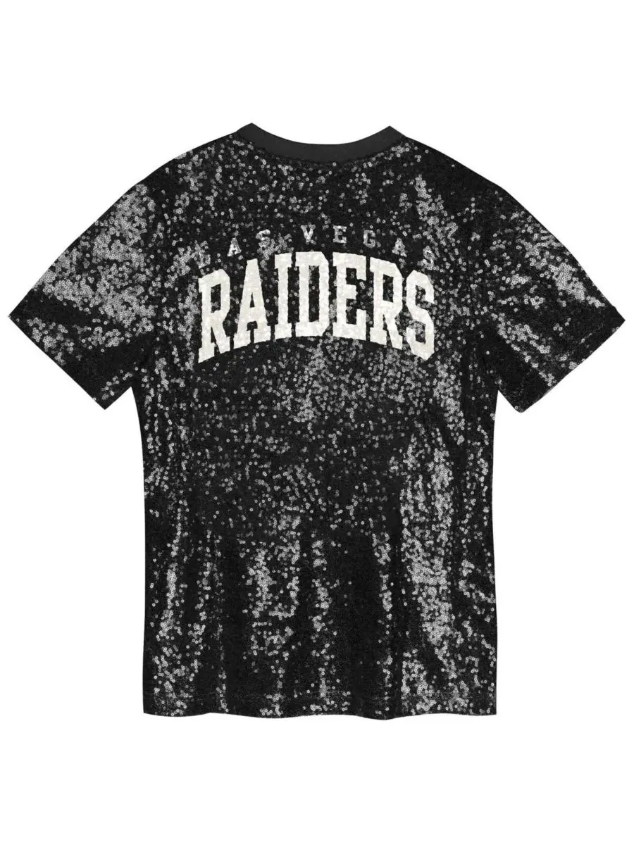 Outerstuff Топ с V-образным вырезом и пайетками с логотипом команды Las Vegas Raiders для девочек — изображение 2 из 3