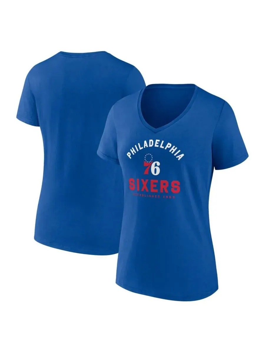 Женская футболка Royal Philadelphia 76ers с V-образным вырезом Logo Athletic — изображение 1 из 3, королевский