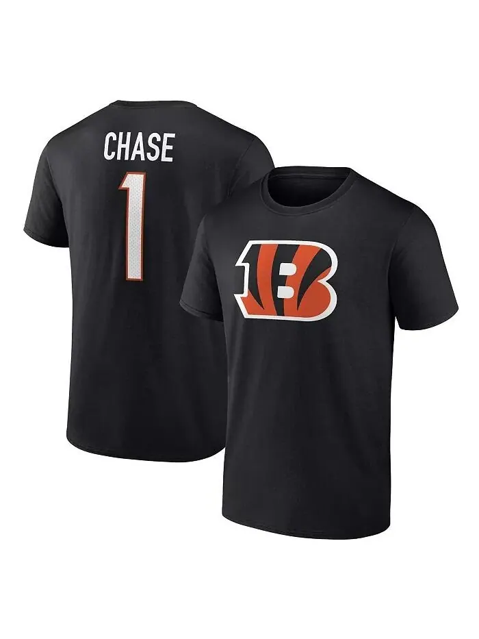 Мужская черная футболка с именем и номером игрока Ja'Marr Chase Cincinnati Bengals Fanatics