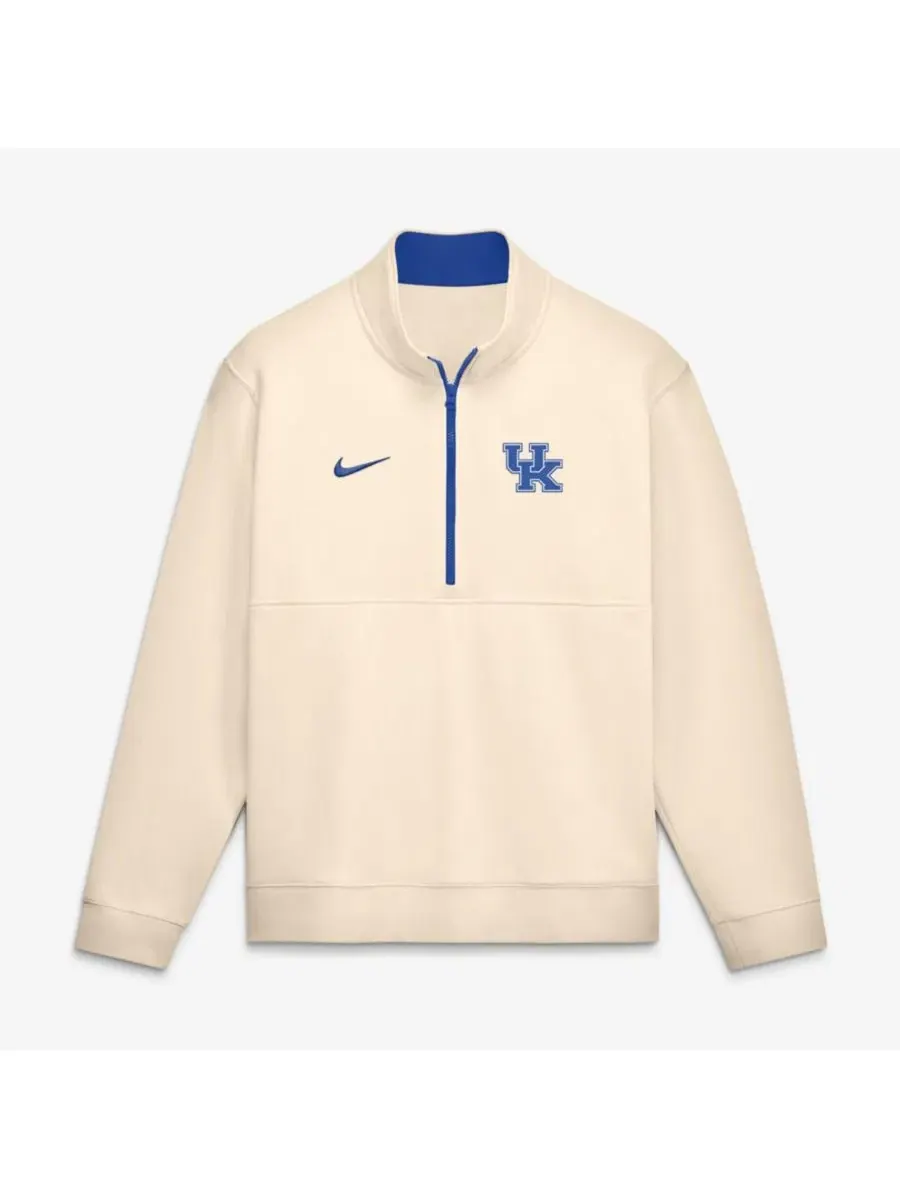 Флисовый пуловер с полузастежкой-молнией Kentucky Wildcats Primetime Club Nike — изображение 1 из 2, кремовый