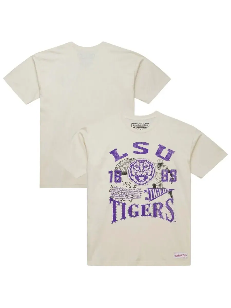 Mitchell & Ness Мужская кремовая футболка LSU Tigers Heritage Scholar — изображение 1 из 5, бежевый