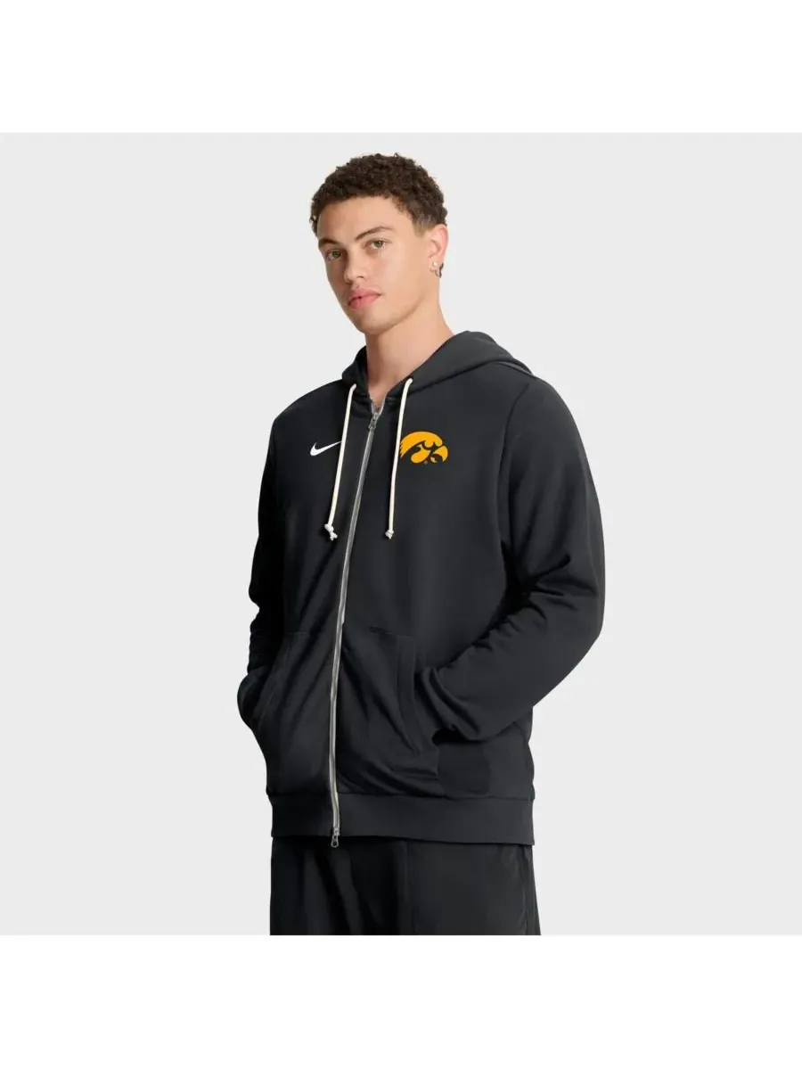 Nike Мужская черная толстовка на молнии Iowa Hawkeyes 2025 Sideline Standard Issue Dri-FIT — изображение 1 из 5, черный