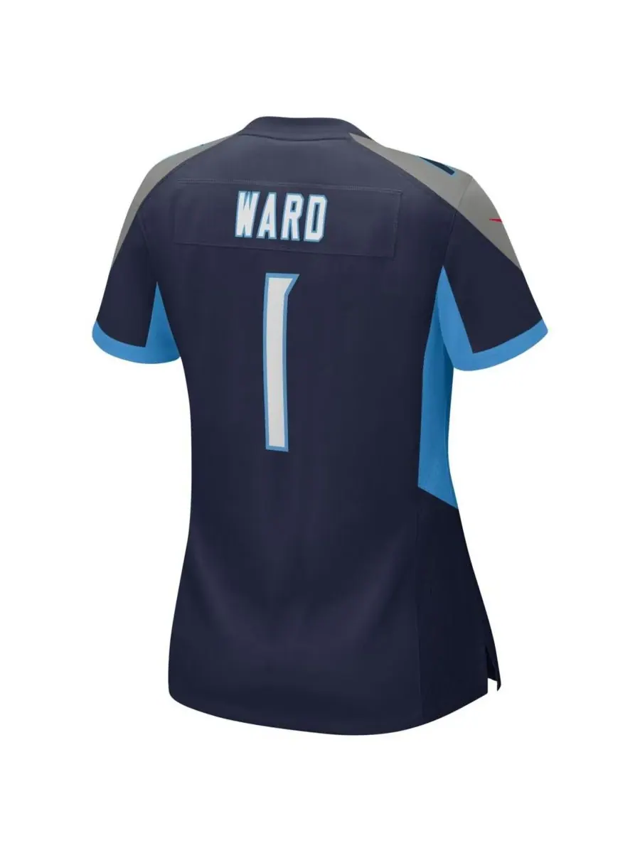 Nike Женская футболка Cameron Ward Navy Tennessee Titans, выбранная в первом раунде драфта НФЛ 2025 — изображение 3 из 3