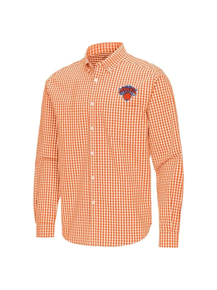 Мужская рубашка с длинным рукавом New York Knicks Ellis Woven Tri-Blend Antigua — изображение 2 из 3, оранжевый