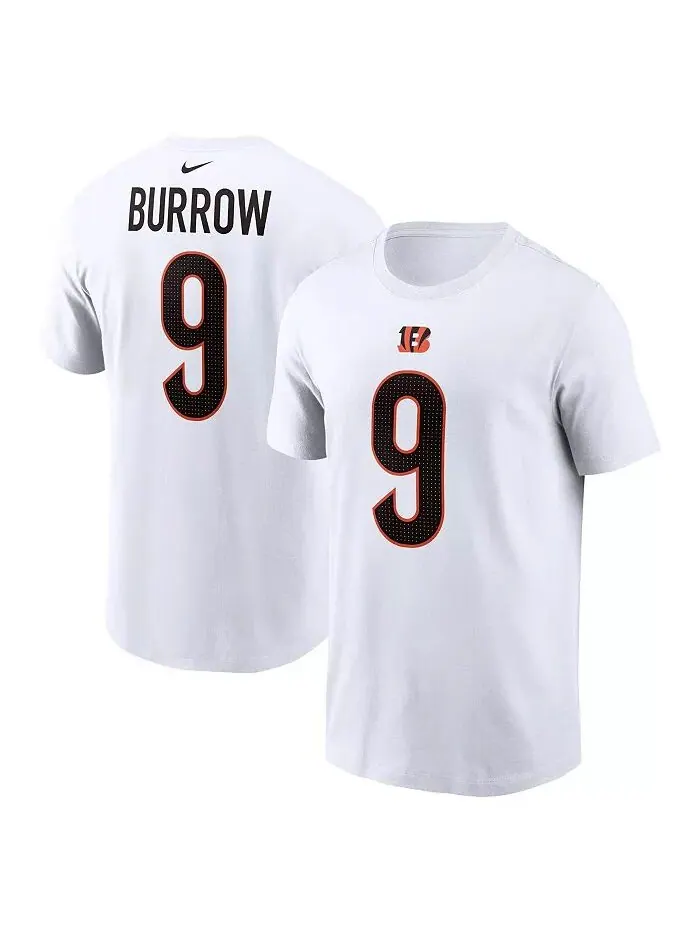Мужская белая футболка с именем и номером игрока Joe Burrow Cincinnati Bengals Nike — изображение 1 из 3