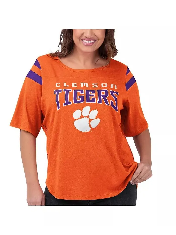 Женская оранжевая футболка Clemson Tigers Plus Size Linebacker с коротким рукавом G-III 4Her by — изображение 1 из 1