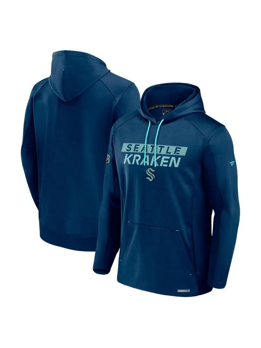 Мужская толстовка с капюшоном Seattle Kraken Authentic Pro большого размера — изображение 1 из 3, темно-синий