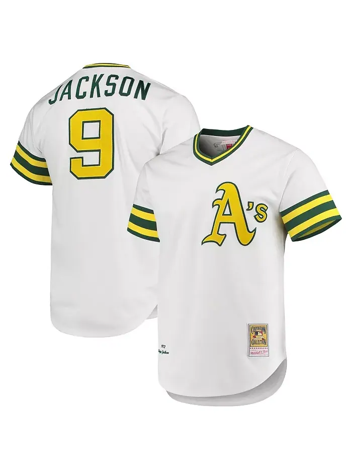 Мужская аутентичная бейсбольная джерси Reggie Jackson белого цвета Oakland Athletics 1972 из — изображение 1 из 3