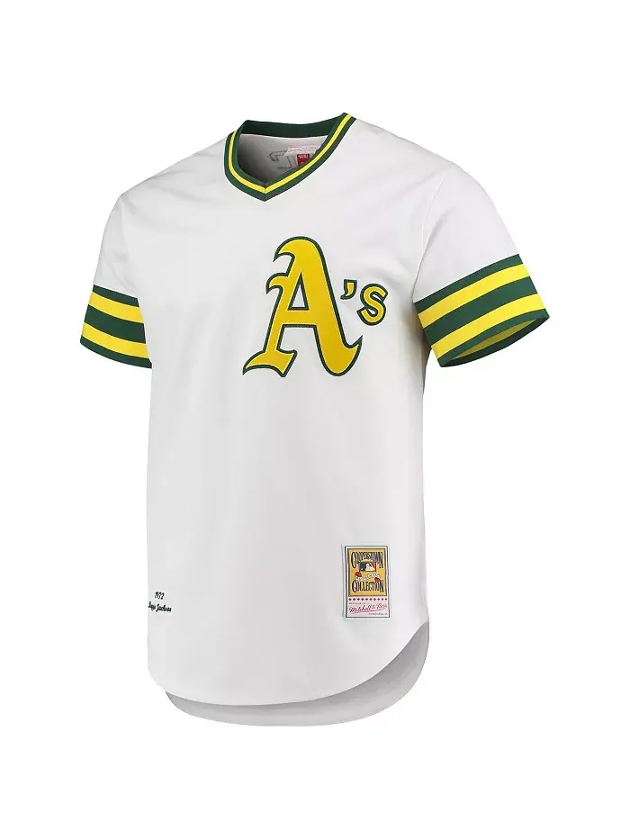 Мужская аутентичная бейсбольная джерси Reggie Jackson белого цвета Oakland Athletics 1972 из — изображение 3 из 3