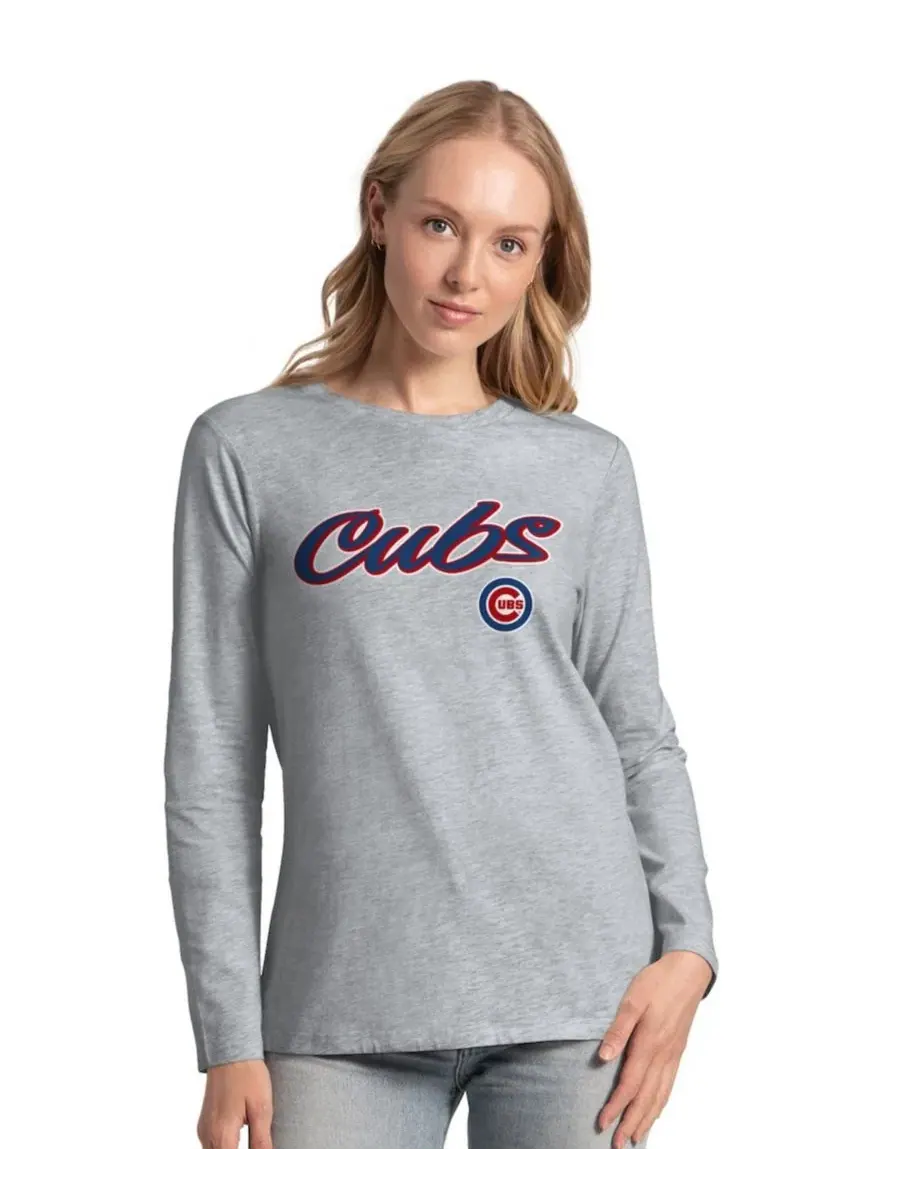 Комплект футболок с коротким и длинным рукавом, с принтом, Chicago Cubs G-III 4Her by Carl Banks — изображение 4 из 5, серый
