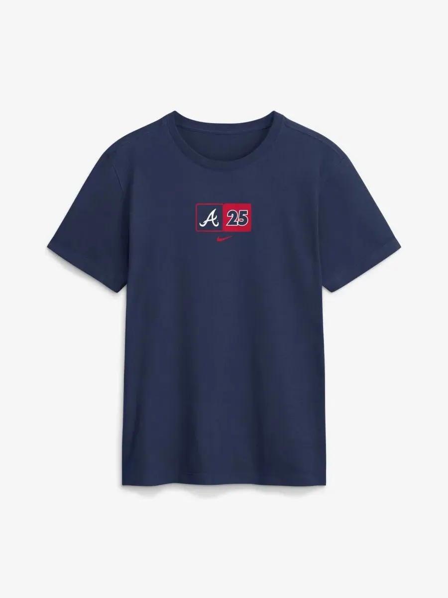 Футболка с принтом Andruw Jones Atlanta Braves 2026 Hall of Fame Stats Name Number Nike — изображение 2 из 2, темно-синий