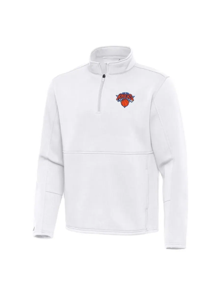 Свитшот с четверть-застежкой New York Knicks Twist Quarter-Zip Antigua — изображение 1 из 1, белый