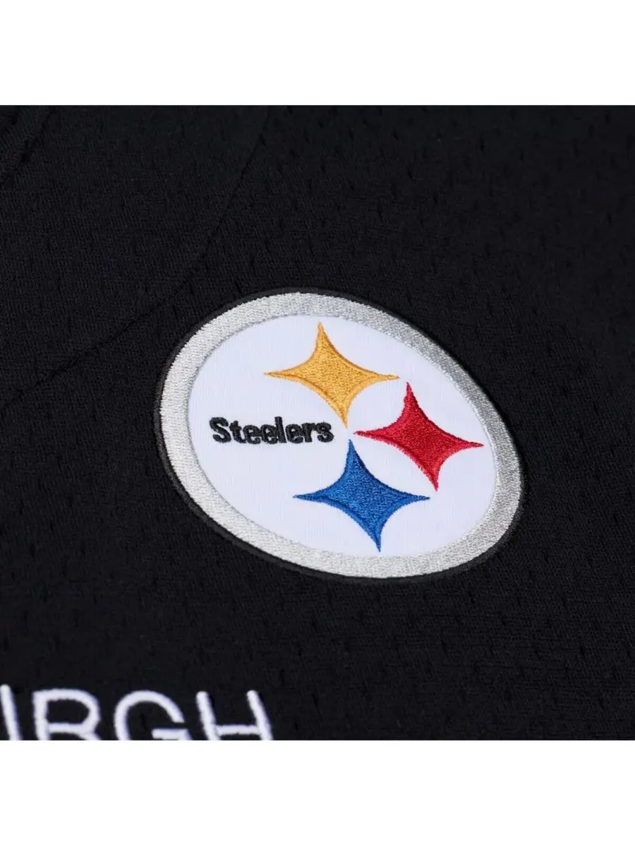 Футболка с полной застежкой на пуговицах Pittsburgh Steelers Mitchell & Ness — изображение 2 из 4, черный