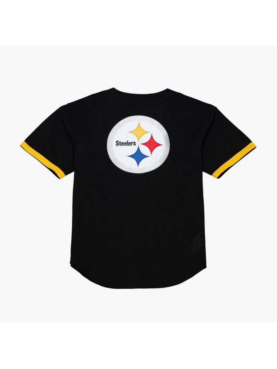 Футболка с полной застежкой на пуговицах Pittsburgh Steelers Mitchell & Ness — изображение 4 из 4, черный