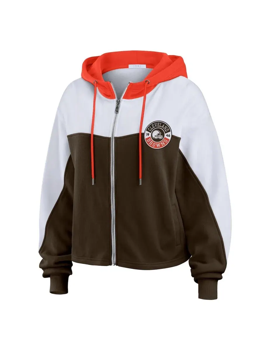 Толстовка на молнии с цветовыми блоками, с капюшоном, с длинным рукавом WEAR by Erin Andrews — изображение 2 из 5, коричневый